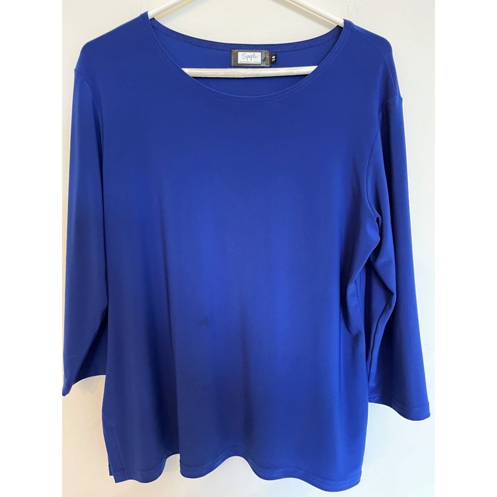 Sympli Canada Cobalt Blue Jersey Stretchy T-Shirt/Tunic - Large - Picture 2 of 5